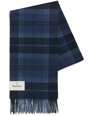 Barbour Wool-Cashmere Mineral Tartan Scarf - Blue