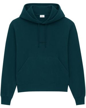 Saint Laurent Cotton Logo Embroidered Hoodie - Green