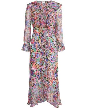 RIXO London Leopard-Floral Print Gracye Maxi Dress - Purple