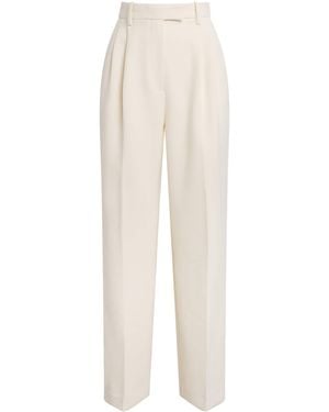 Almada Label Pleated Amel Wide-Leg Pants - White