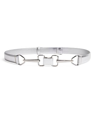 Maje Metallic Leather Horsebit Belt - White
