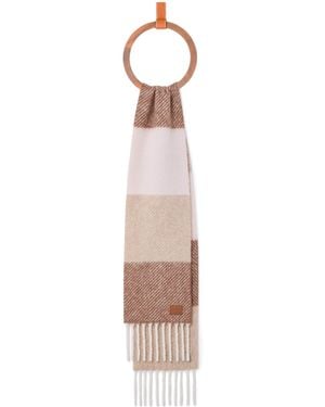 Loewe Wool-Blend Jacquard Scarf - White