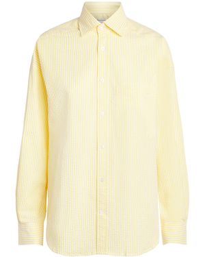 With Nothing Underneath Seersucker Striped The Weekend Shirt - Yellow