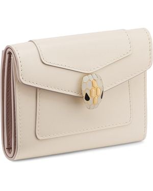 BVLGARI Leather Serpenti Forever Compact Wallet - Natural