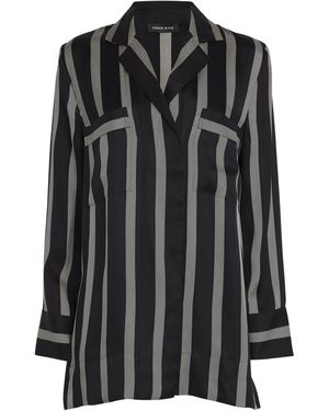 Anine Bing Silk-Blend Striped Lynette Shirt - Black