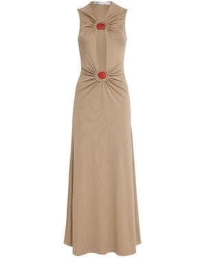 Christopher Esber Mineral Stone-Detail Cut-Out Maxi Dress - Natural
