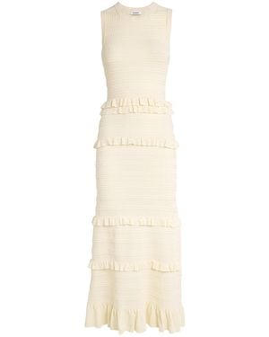 Sandro Frilled Knitted Midi Dress - Natural
