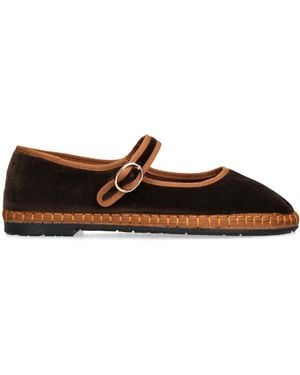 Flabelus Velvet Yoki Mary Janes - Brown