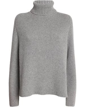 Johnstons of Elgin Cashmere Ribbed Rollneck Jumper - Grey
