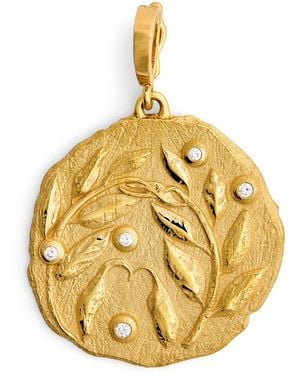 Azlee Large And Diamond Branch Coin Charm - Metallic