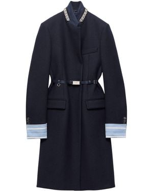 Prada Wool Embroidered Coat - Blue
