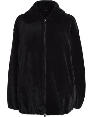 Nour Hammour Lambskin Shearling Bomber Jacket - Black