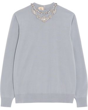 Valentino Virgin Wool Embellished Jumper - Grey