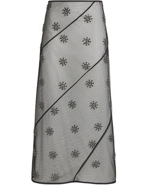 Simone Rocha Sheer Embellished Spiral Skirt - Grey