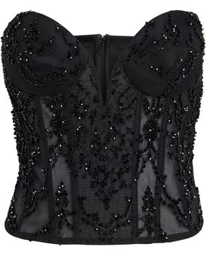Rosamosario Tulle Embroidered Corset - Black