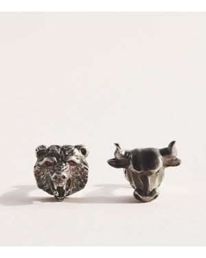 Deakin & Francis Sterling Bull & Bear Cufflinks - Natural