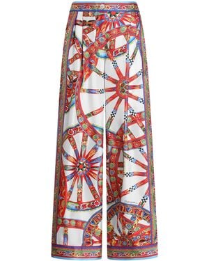 Dolce & Gabbana Silk Caretto Wide-Leg Trousers - Red