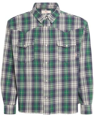 CHERRY LA Cotton Plaid Western Shirt - Green