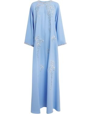 Carolina Herrera Satin Embellished Kaftan - Blue