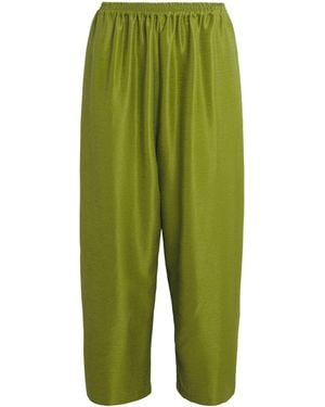 Eskandar Silk Plissé Japanese Pants - Green