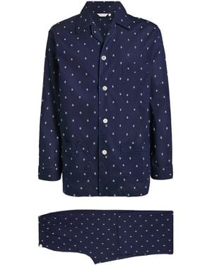 Derek Rose Cotton Nelson Pyjama Set - Blue