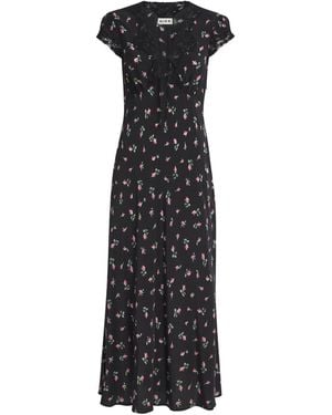 RIXO London Rose Print Amary Maxi Dress - Black