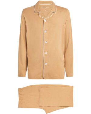 Derek Rose Micromodal Long Basel Pyjama Set - Natural