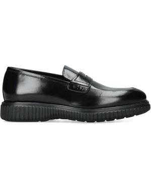 Ferragamo Leather Sandro Loafers - Black