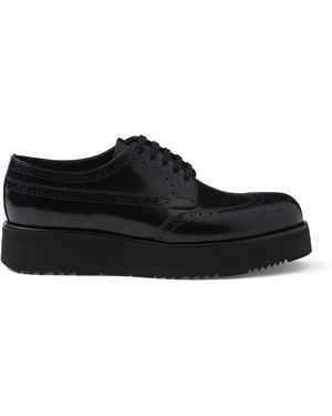 Prada Brushed Leather Derby Brogues - Black