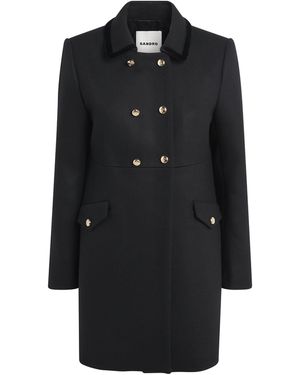 Sandro Wool-Blend Pea Coat - Black