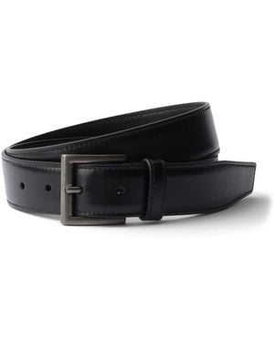 Prada Leather Square-Buckle Belt - Black