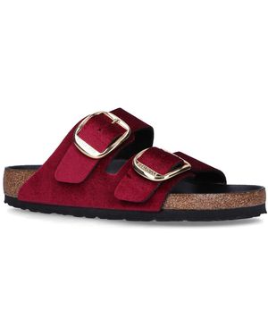Birkenstock Velvet Arizona Big Buckle Sandals - Red