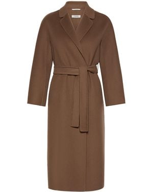 Max Mara Virgin Wool Wrap Coat - Brown