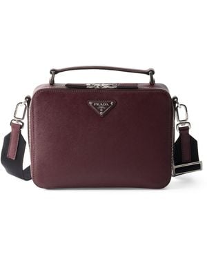 Prada Medium Saffiano Leather Brique Cross-Body Bag - Purple