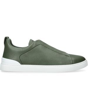 ZEGNA Leather Stitch Sneakers - Green