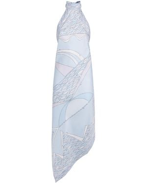 PUCCI Silk Print Asymmetric Hem Midi Dress - Blue
