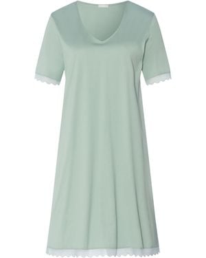 Hanro Cotton Short-Sleeve Inaya Nightdress - Green