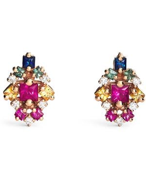 Suzanne Kalan Diamond And Sapphire La Fantaisie Stud Earrings - Pink