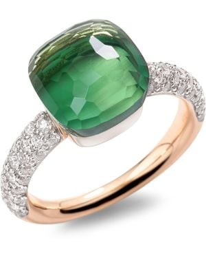 Pomellato Mixed, Prasiolite, Agate And Diamond Nudo Ring - Green