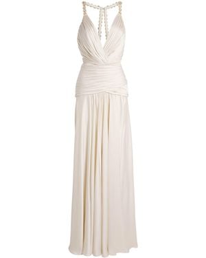 Zuhair Murad Silk Beaded Gown - White