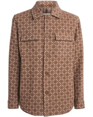 Sandro Virgin Wool-Blend Check Overshirt - Brown