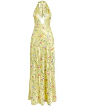 RIXO London Satin Floral Dune Maxi Dress - Metallic