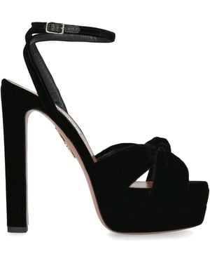 Aquazzura Velvet Cupid Plateau Platform Sandals 130 - Black