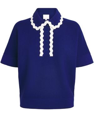 Molli Virgin Wool Scalloped-Collar Jumper - Blue