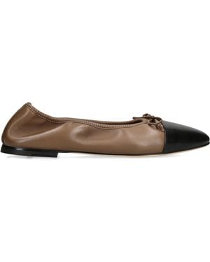 Dear Frances Leather Gala Toe-Cap Ballet Flats - Brown