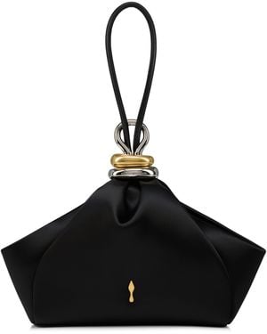 Christian Louboutin Sabrina Pouch Small Neoprene Satin Clutch Bag - Black