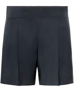 Max Mara Virgin Wool Pleated Shorts - Blue