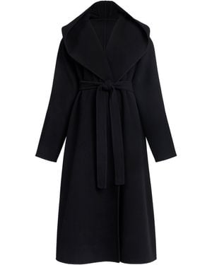Alaïa Virgin Wool Hooded Wrap Coat - Black