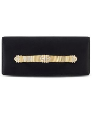 BVLGARI Satin Embellished Tubogas Evening Clutch Bag - Black