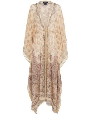 Etro Silk-Lurex Paisley Robe - Natural
